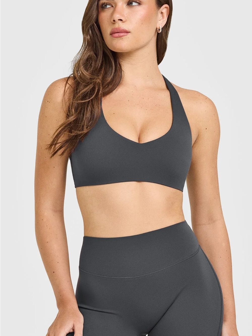Oner Active Seamless V-Neck Sports Bra - Charcoal